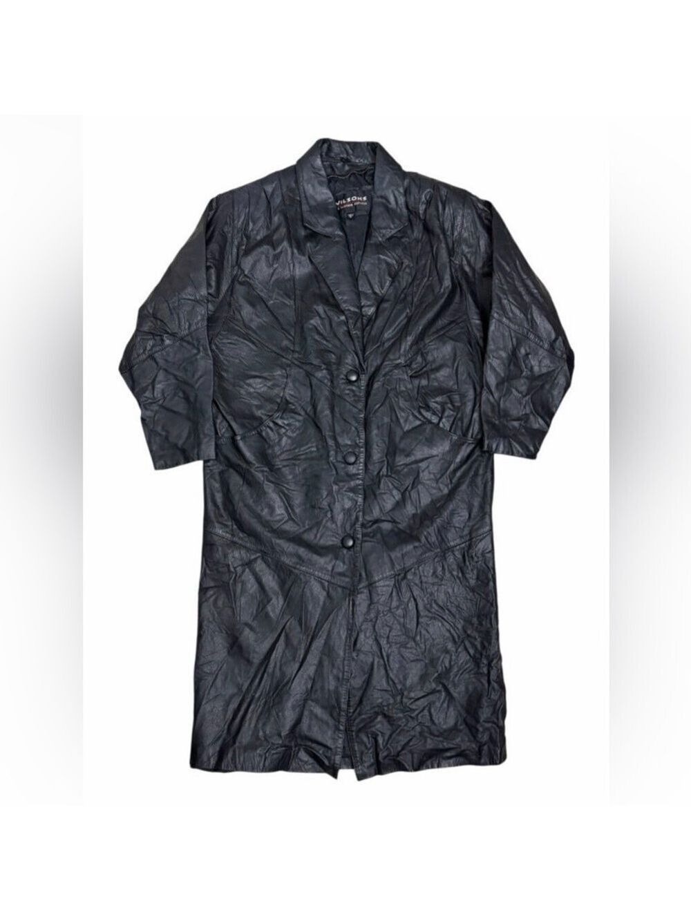WILSONS LEATHER Long Goth Trench Vintage Retro Designer Jacket Coat Mens Medium